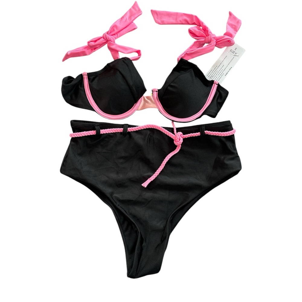 Black and Pink Bikini Set